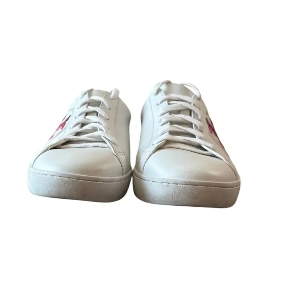 Tory Burch Leigh‎ T Logo Sneakers White Azalea Pink Size 10